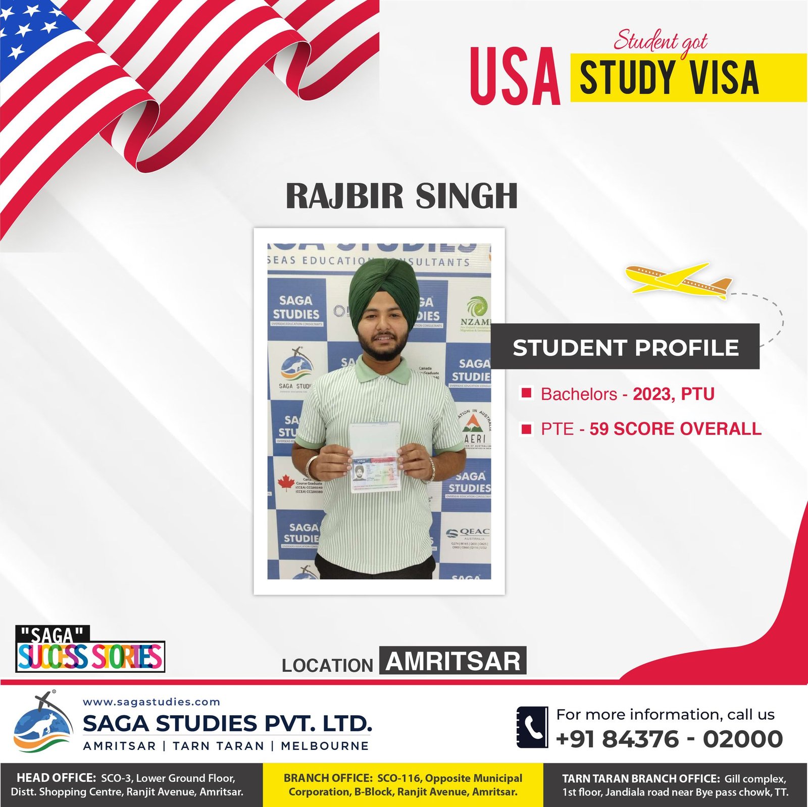 USA - STUDY VISA - RAJBIR - AMRITSAR